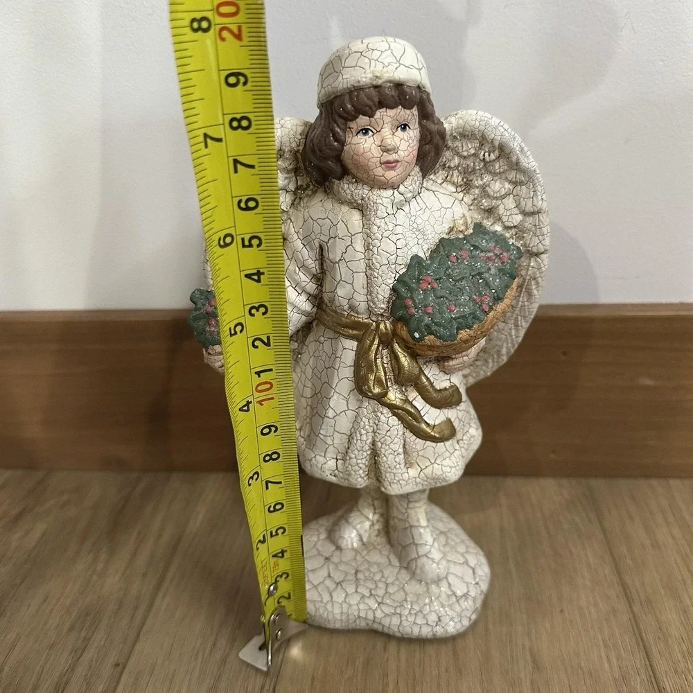 VTG Victorian Christmas Girl Angel Figurine Crackle Glaze 8